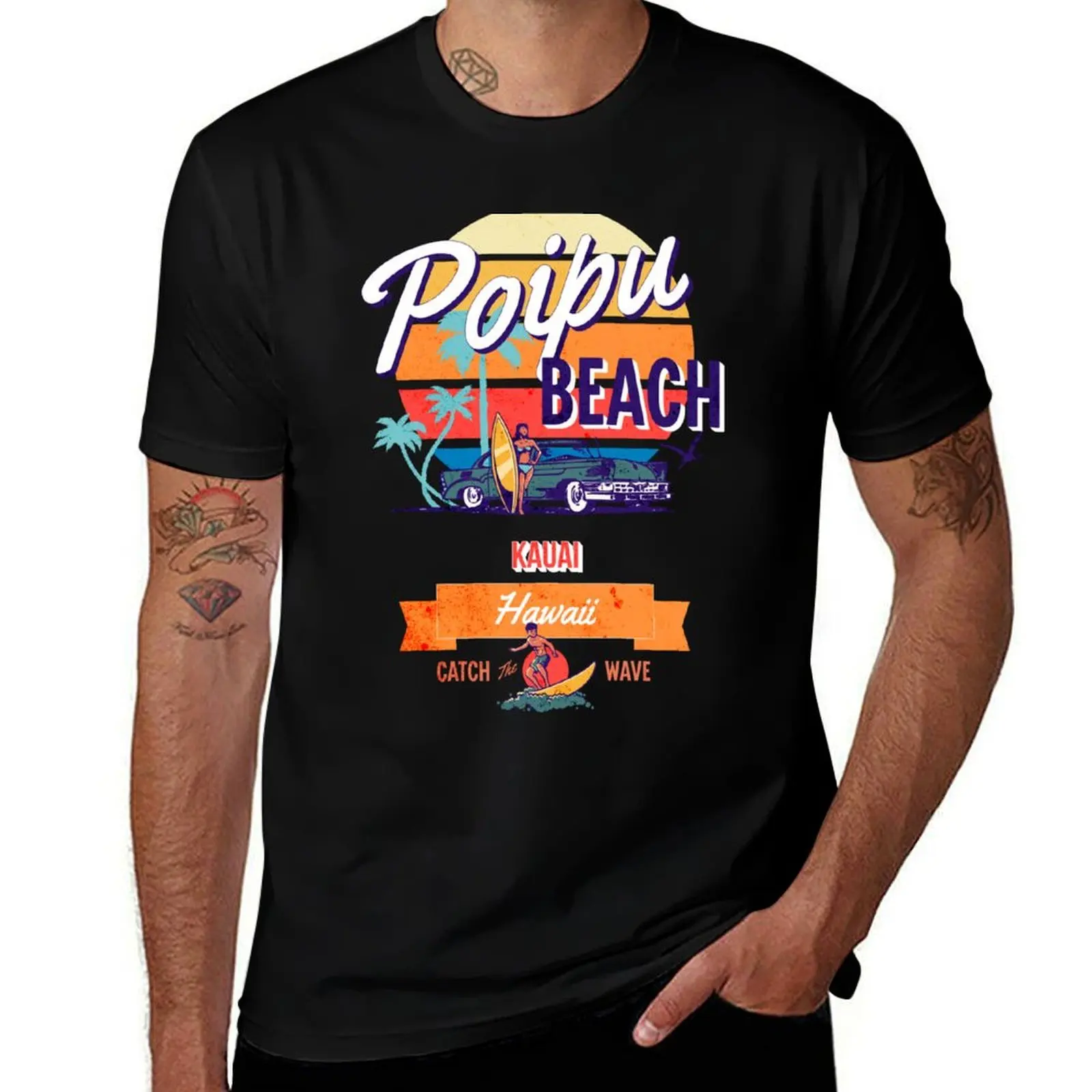 

Poipu Beach Park Hawaii Vintage-Style T-Shirt anime tshirt clothes Funny t-shirts funny costumes mens graphic t-shirts
