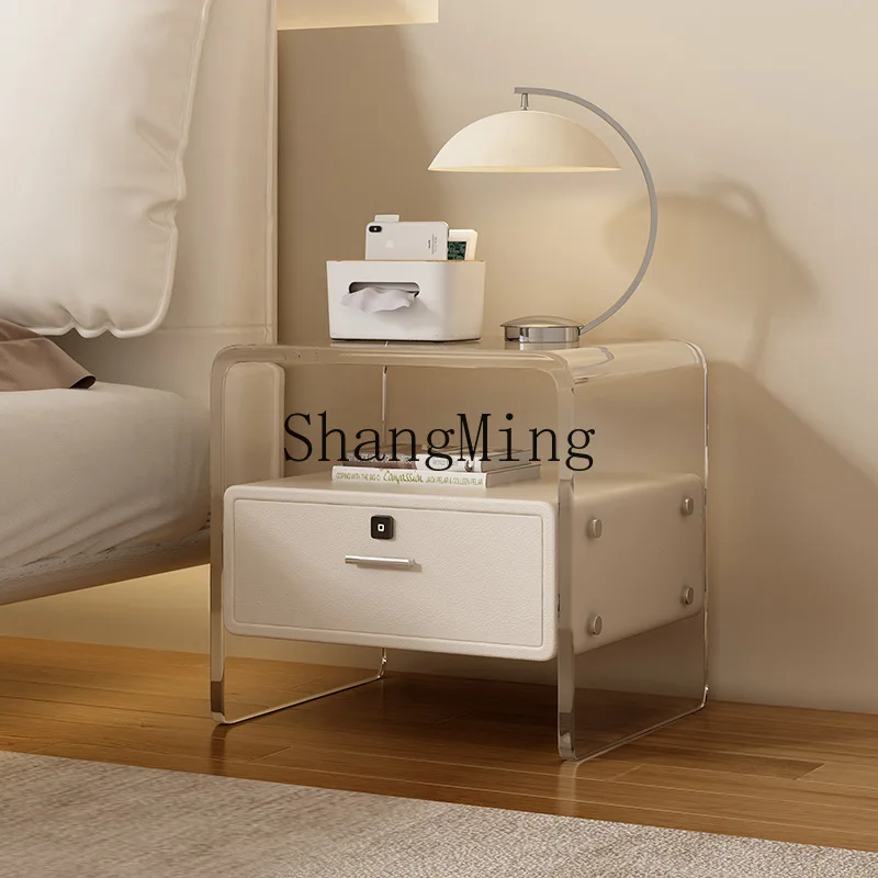 

CL New Acrylic Bedside Table Simple Modern Storage Cabinet Bedroom Assembly Floating Bedside Smart Storage Cabinet
