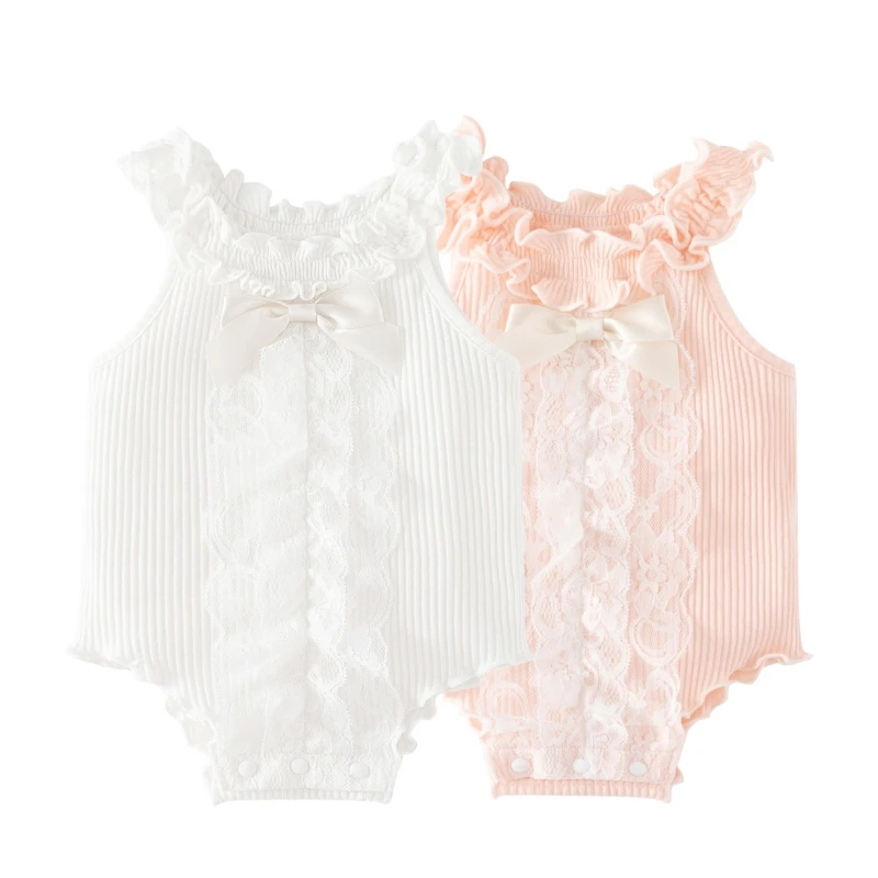 Ruffels Lace Newborn Baby Bodysuits Cotton Sleeveless Summer Princess Girls Jumpsuits Clothes