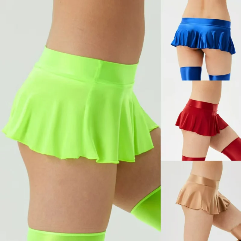 

Блестящая гладкая мини-плиссированная юбка, женская однотонная сексуальная тонкая эластичная короткая юбка, модная женская одежда