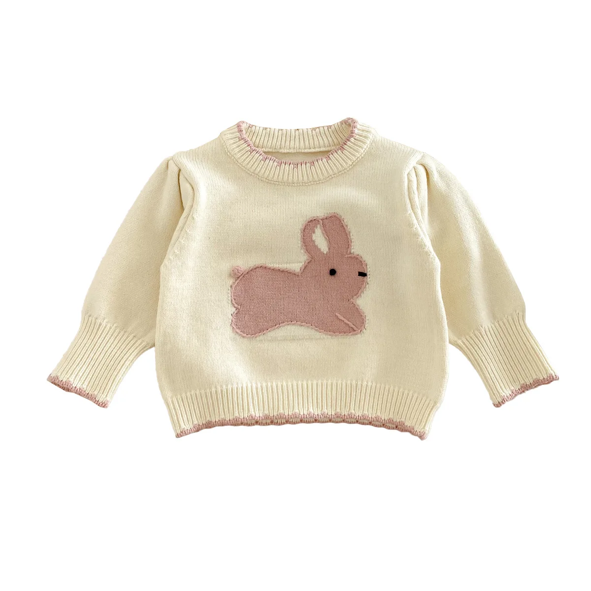 Autumn Winter 2024 Baby Girls 2PCS Knitwears Set Cotton Knitted Rabbit Sweaters Stretch Pants Suit Toddler Girls Outfits