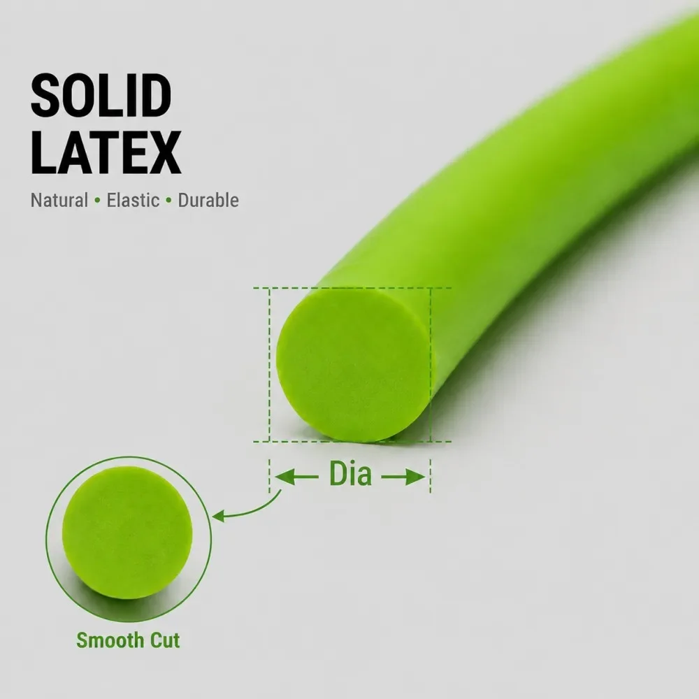 Bright Green Solid Latex Rubber Cord  Dia 6mm Rubber Band Round Latex Strip Rope High Elasticity Shock Absorption Sealant Strip
