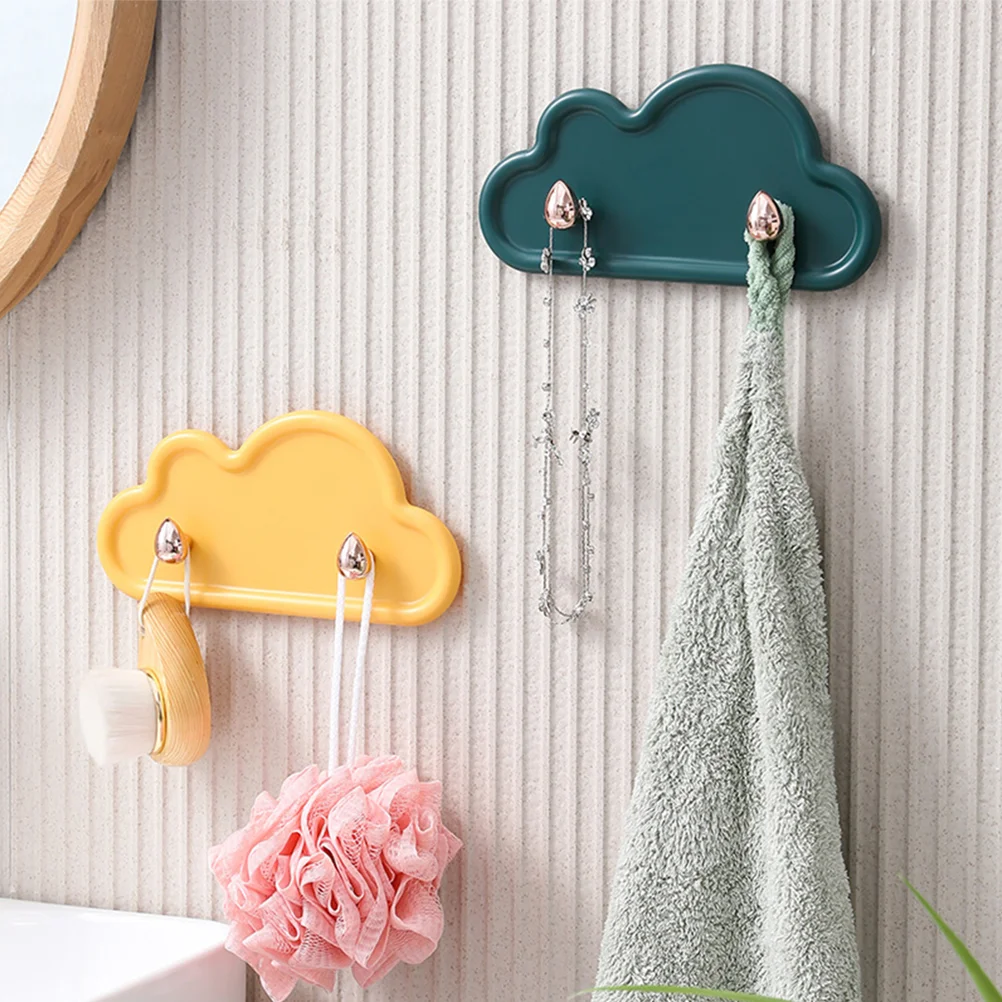 4 Pcs Cloud Hook Delicate Texture Wall Stick On Hooks Key Durable Adhesive Clothes Plastic Towel