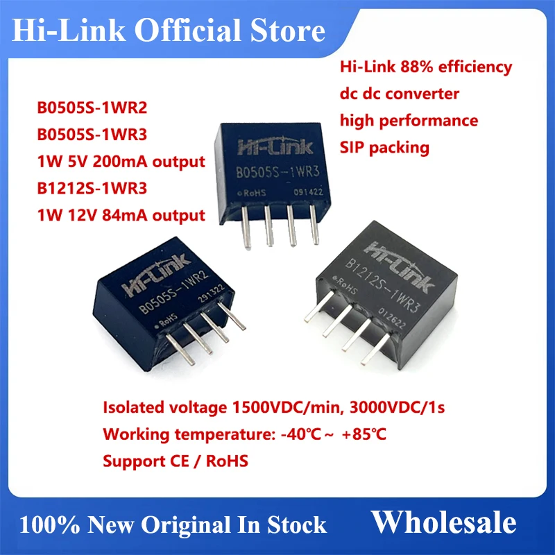 

Free Shipping Hi-Link Hot Sale Small Size B0505S-1WR2 B0505S-1WR3 B1212S-1WR3 DC DC Converter Power Supply Module 88% Efficiency