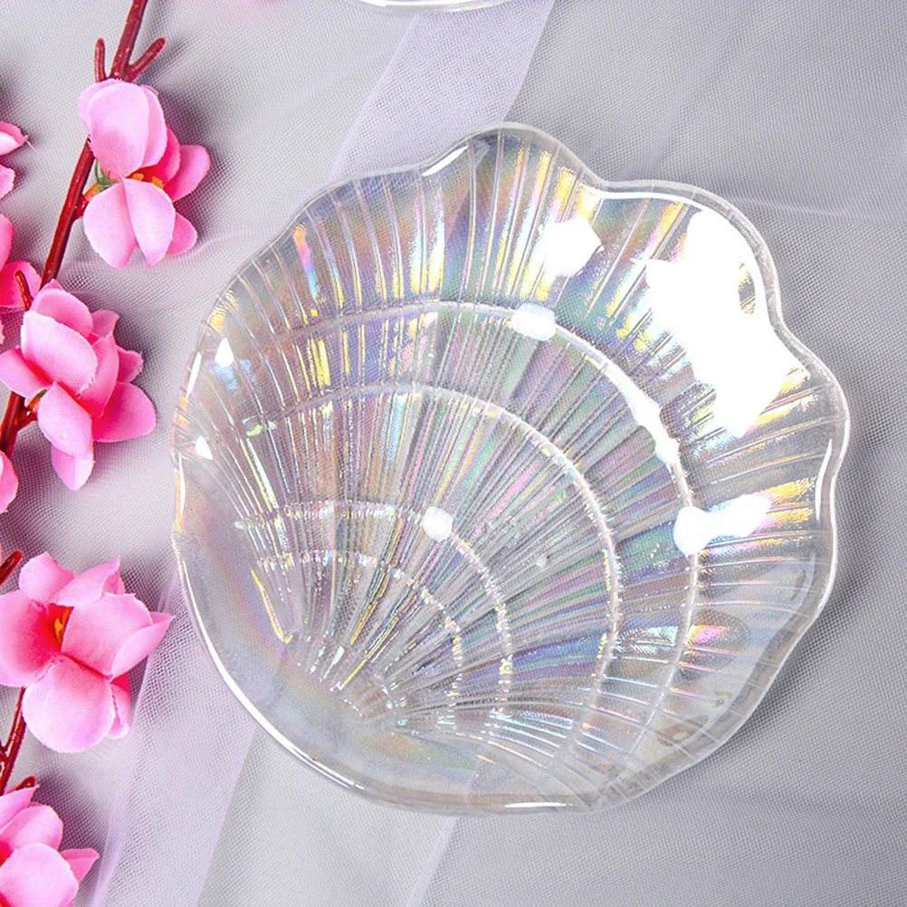 Manicure Nail Shell Palette Colorful Glass Mermaid Design Paint Tray Flat Surface Easy Clean Nail Art Palette for Professional