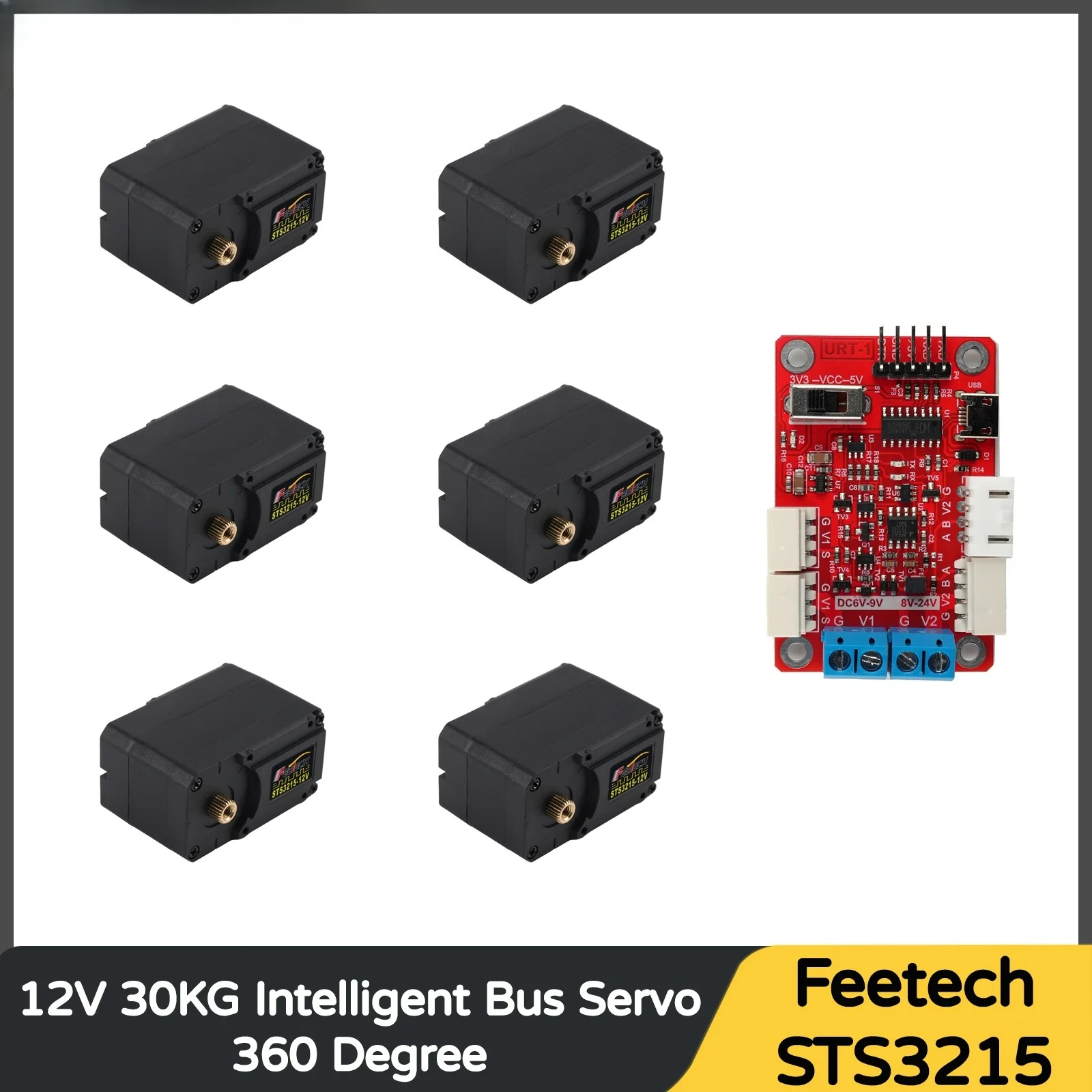 Image of Feetech STS3215 12V 30KG Hochpräziser Servomotor mit Magnetischer Encoderfunktion und Serieller TTL-Schnittstelle für 360-Grad-Dauerrotation