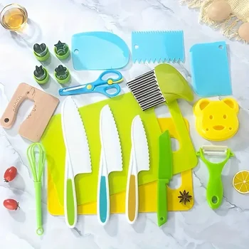 Kids Cooking Cutter Set Kids Knife Toddler Cutter Plastic Cake Fruit Knives Children DIY…