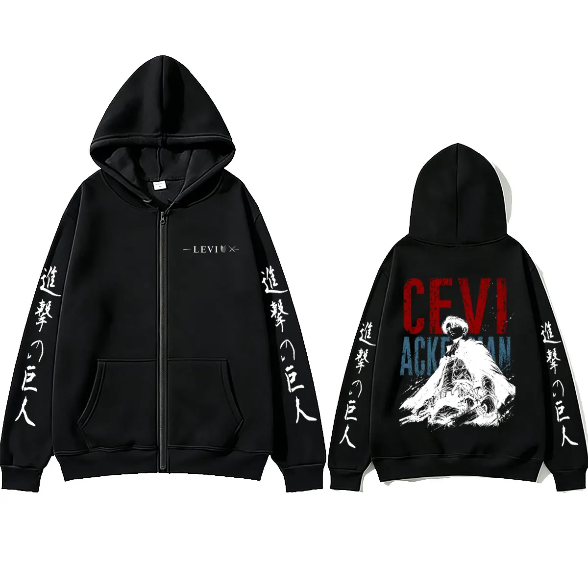 Anime Attack on Titan Zipper Hoodie Levi Ackerman Wings of Freedom Zip Up Jacket Men Women Fleece Casual Manga Zip Up Sweatshirt