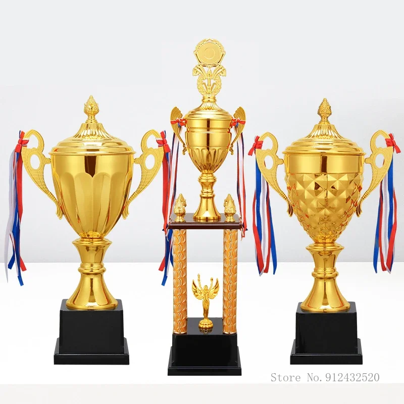 Universal Metal Trophy for Children Sports Competition, Creative, Gold, Silver, Bronze, Gold Foil Printing, Home Decoration, 1Pc