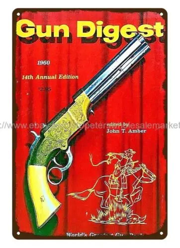 office restaurant wall decor 1960 GUN DIGEST book cover art metal tin sign