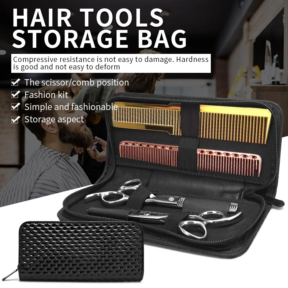 

Professional Haircut Scissors Bag Hairdressing PU Leather Clipper Hairpin Storage Package Toolkit Waterproof Pet Shears Case