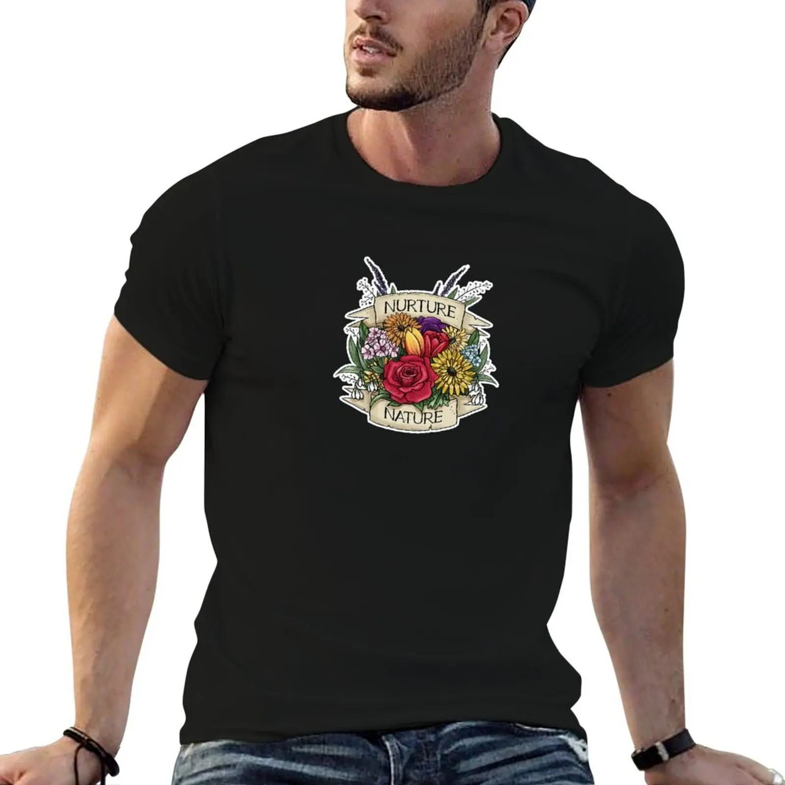 Druid - Nurture Nature T-Shirt, t-shirts drôles, humoristiques, humoristiques noirs, pour hommes, t-shirts graphiques vintage, t-shirt en coton 100%