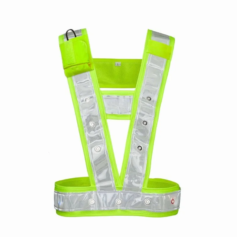 BA-C07 LED Luminous Vest Bright Reflective Strap Night Run Riding USB Charging Safety Warning Belt Luminous Work Clothes