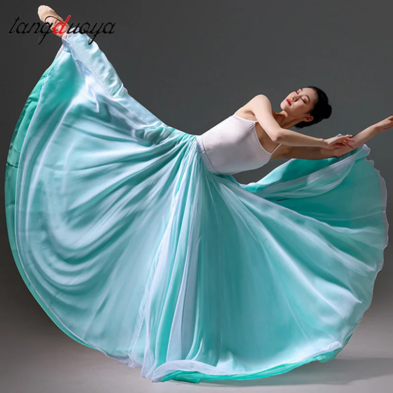 

Женская классическая современная танцевальная тренировочная полуюбка, элегантная этническая двойная шифоновая распашная юбка, этническая юбка с запахом