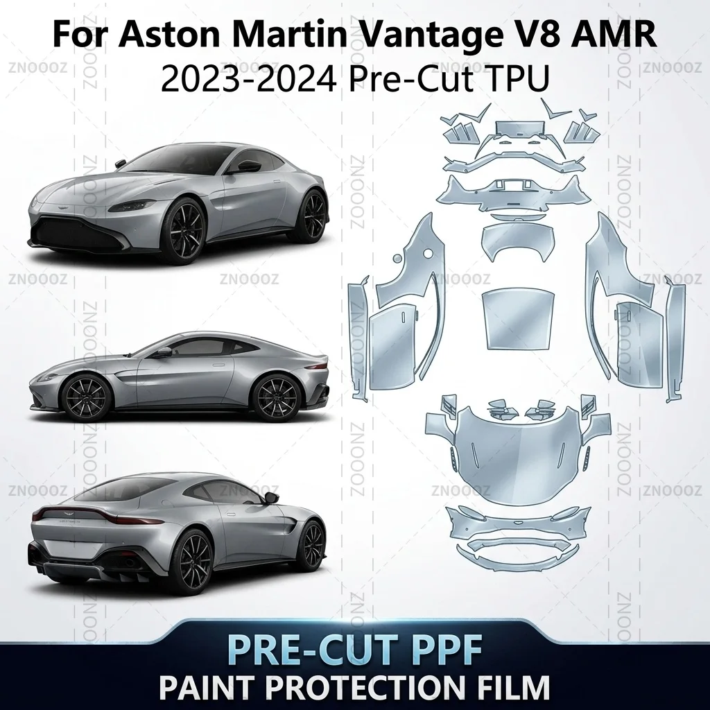 For Aston Martin Vantage V8 AMR 2023-2024 Pre-Cut TPU PPF Paint Protection Self High Gloss Full Vehicle Glossy Clear Matte Black