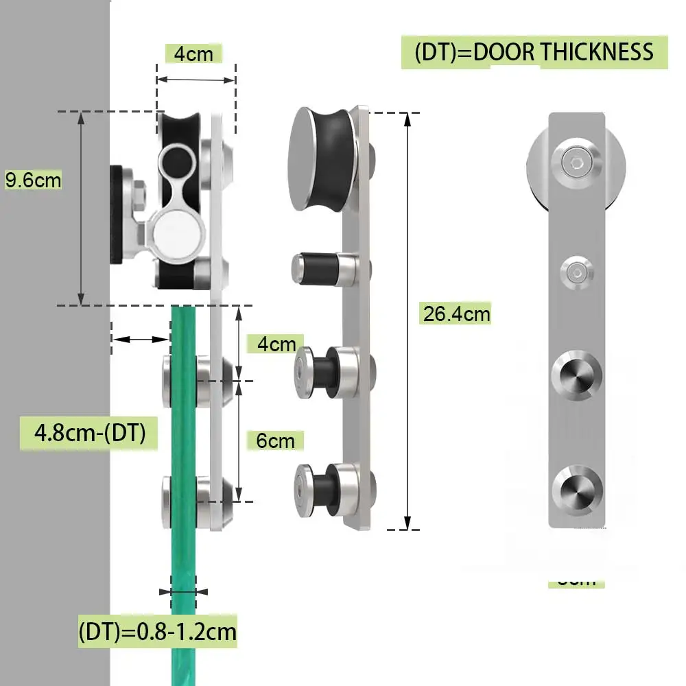 Imagem -05 - Deslizante Porta do Celeiro Hardware Dupla Porta Track Kit Silenciosamente Celeiro Sistema eu Forma para Porta de Vidro Suavemente Aço Inoxidável