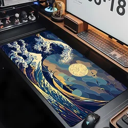 PC Personalizado Impressão HD Mousepad, Japão Arte Grandes Ondas, Mouse Pad De Borracha, Playmat Borda de Bloqueio, Não-Deslizamento Escritório Computador Ratos Pads, XXL, Novo