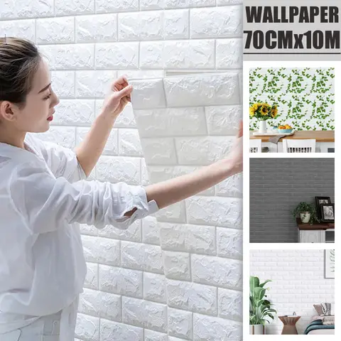 70cm faux brick pattern wall sticker decorative waterproof washable self adhesive wallpaper european style for home decoration