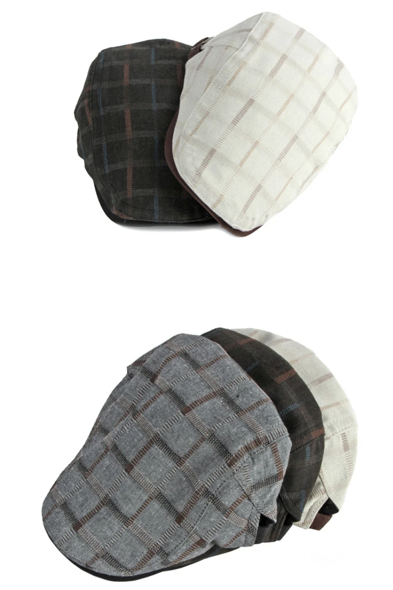 HT4063 Berets Männer Frauen Kappe Frühling Sommer Hut Männlich Weiblich Baskenmütze Kappe Einstellen Plaid Künstler Maler Baskenmütze Hut Flache Kappen – Detail 3