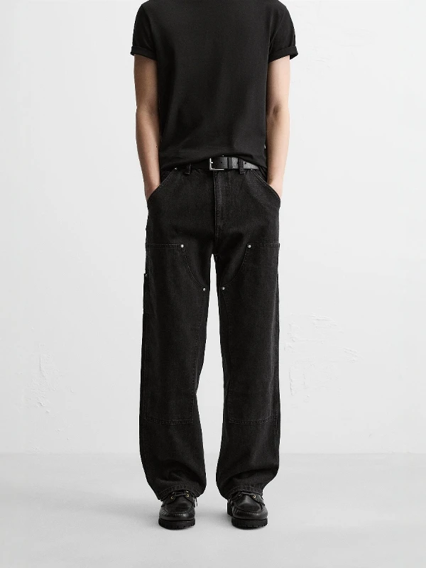 New Spring Summer Men's Denim Jeans Multi-Color Waed Straight Leg ket Decorated Casual Cotton Trousers Faionable Urban...