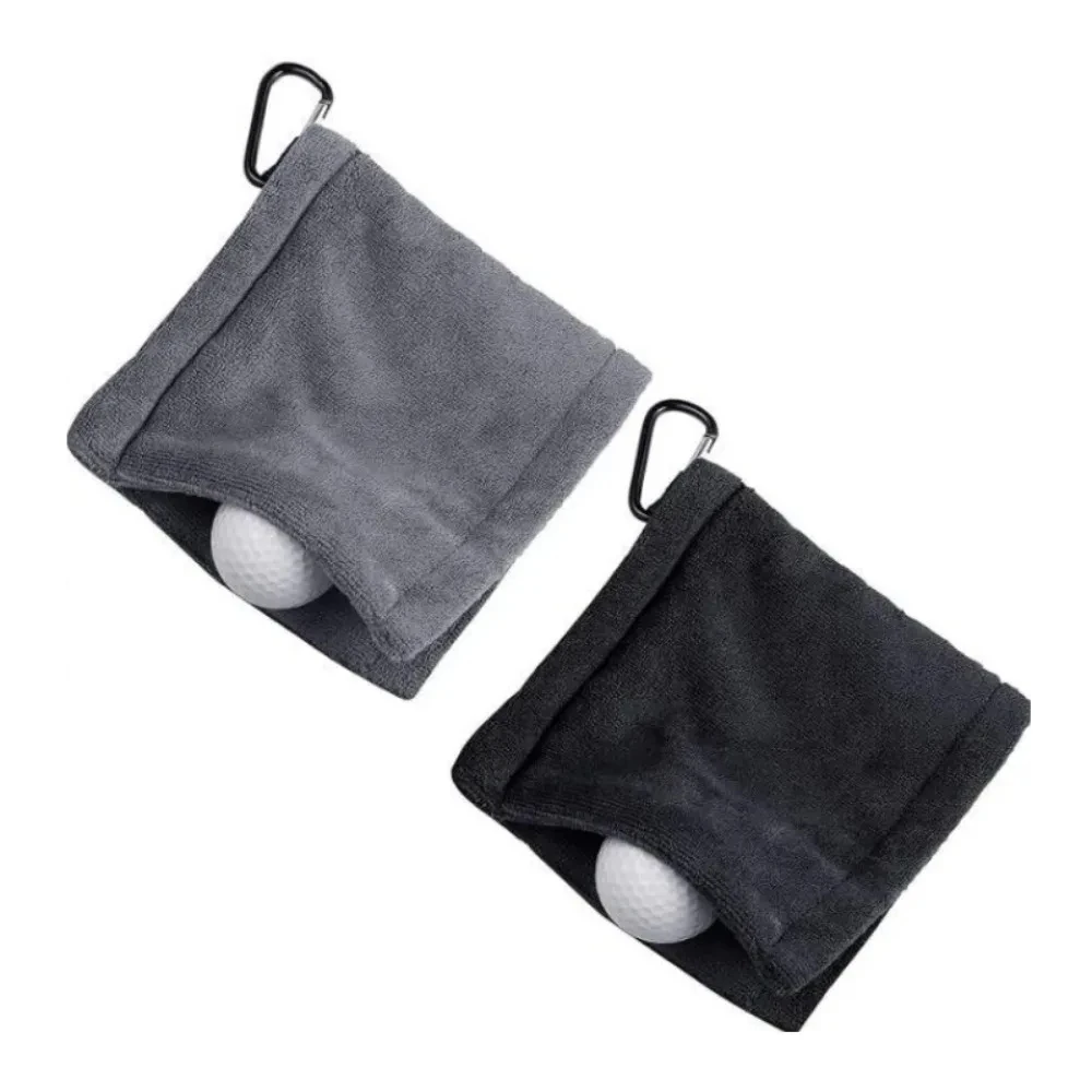 14*14cm Golf Towel High Water Absorption Carabiner Hook Sweat-Absorbent Wiping Cloth for Cleaning Golf Club