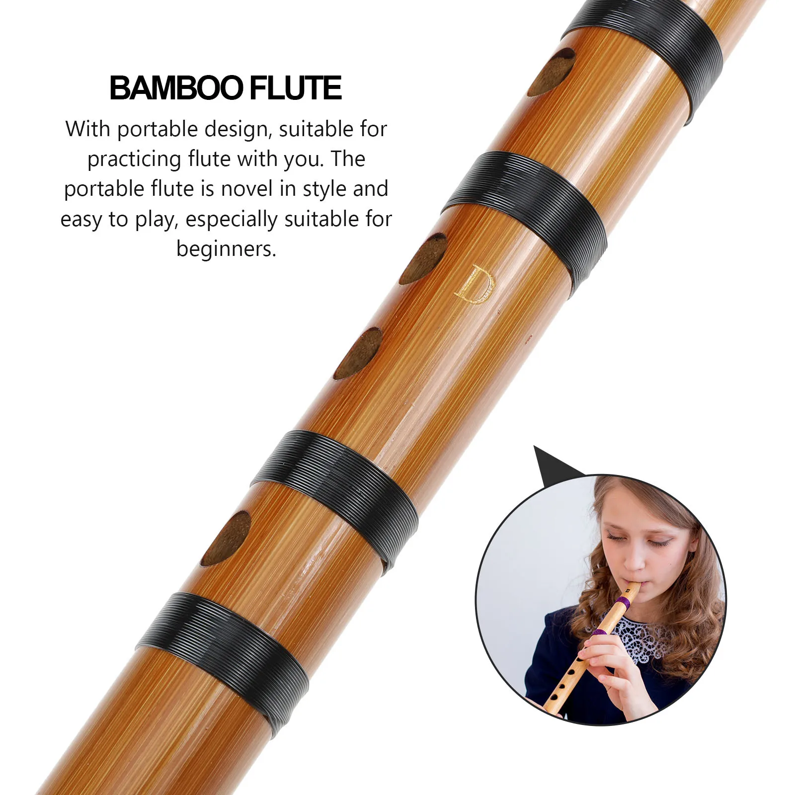 

1Set Bamboo Flute Style Professional Tone Holes Easy to Play for Beginners Chinese Traditional Dizi Chinese Flute