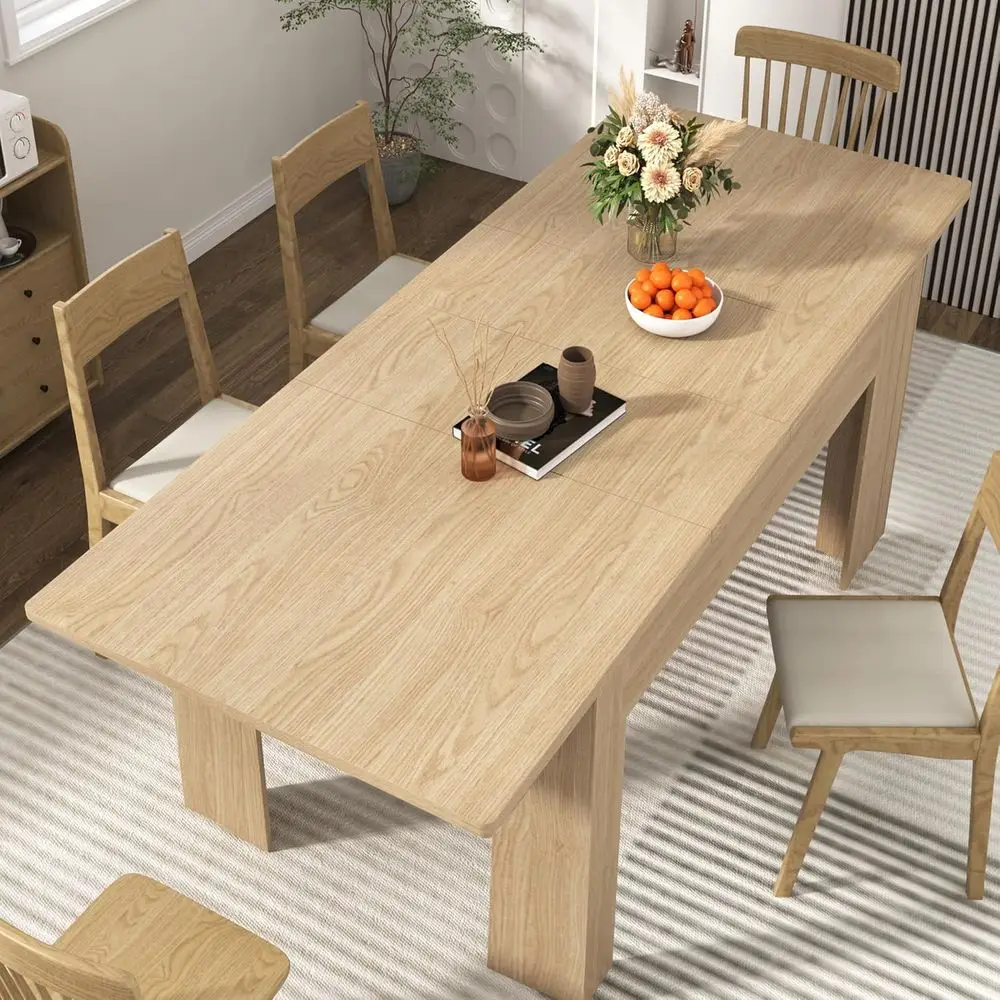 طاولة خشبية حديثة قابلة للتوسيع 59-86، مقاعد 6-10، مثالية للمساحات والتجمعات الصغيرة #1