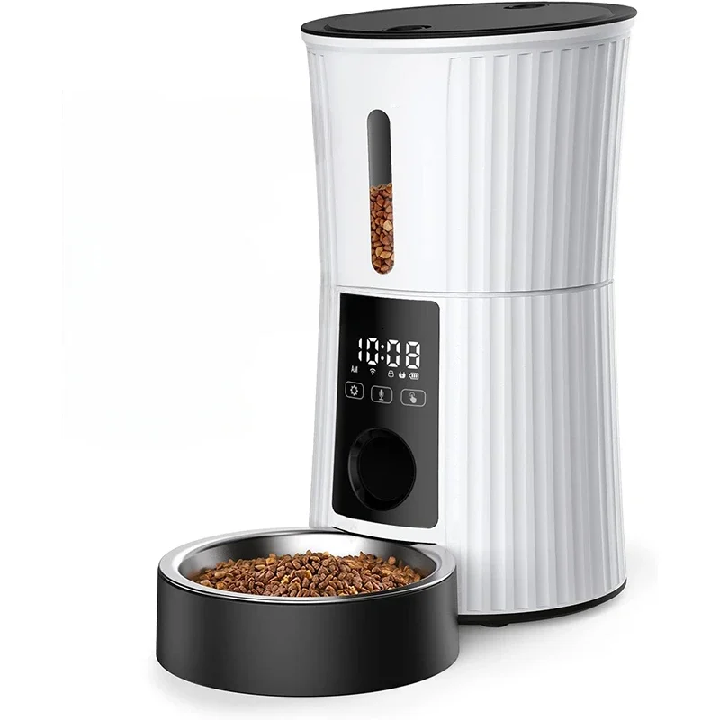 Automatic Cat Feeders WiFi 4L Dry Food Dispenser Dogs Smart Pet Feeder with Desiccant Bag Dual Power Supply 10S Voice Recorder