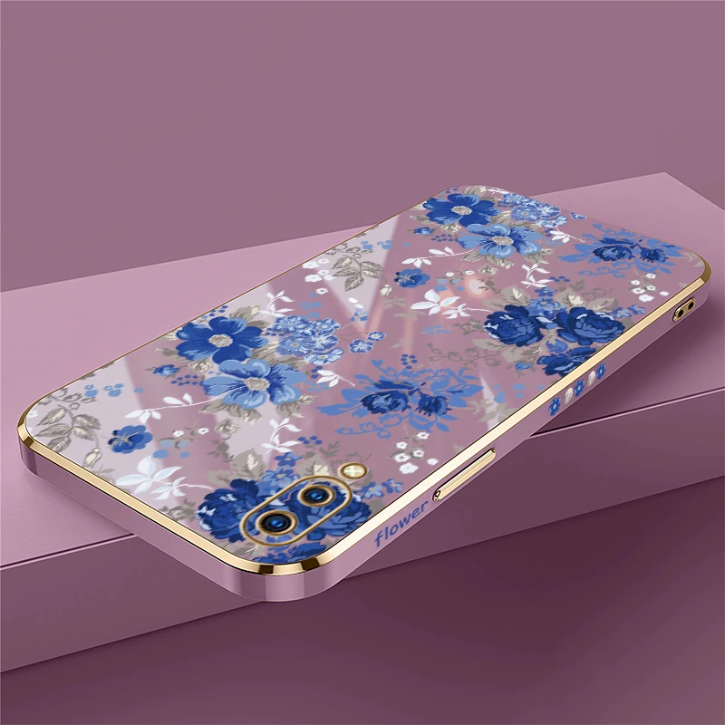 Silicone Soft Shockproof Phone Case For Vivo V20 SE V17 V9 V5 Lite V11 V11i V15 V19 Pro Plating TPU Flower Painting Cover