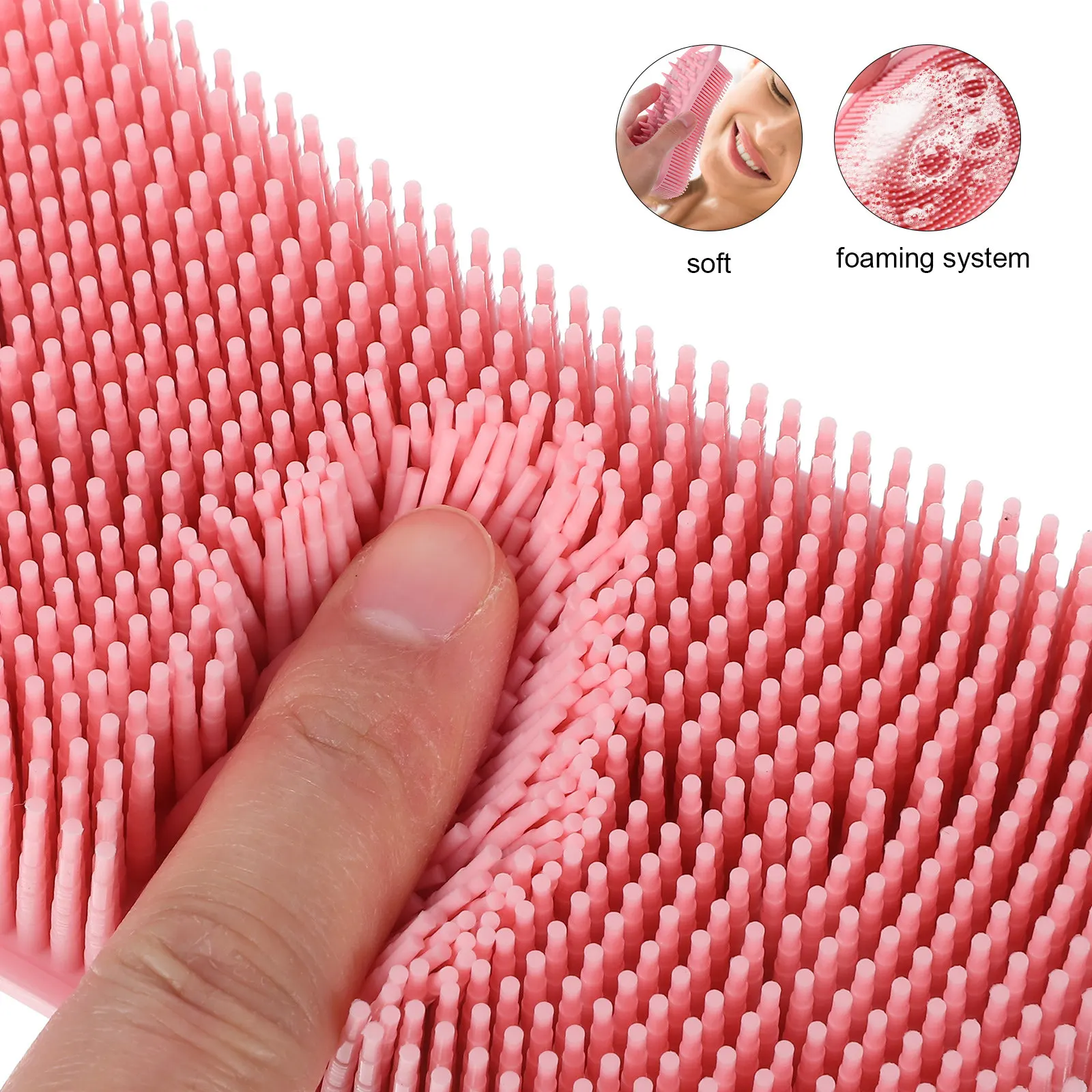 

Набор из 2 силиконовых щеток-мочалок для душа, отшелушивающий инструмент для ухода за кожей, легкий, с эргономичной ручкой, портативный, для дома и путешествий