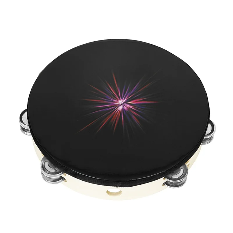 AED2-10 بوصة يده الدف صف مزدوج جلجل طبل قرع أداة الكبار الكنيسة KTV أداة عزف موسيقى الرقص