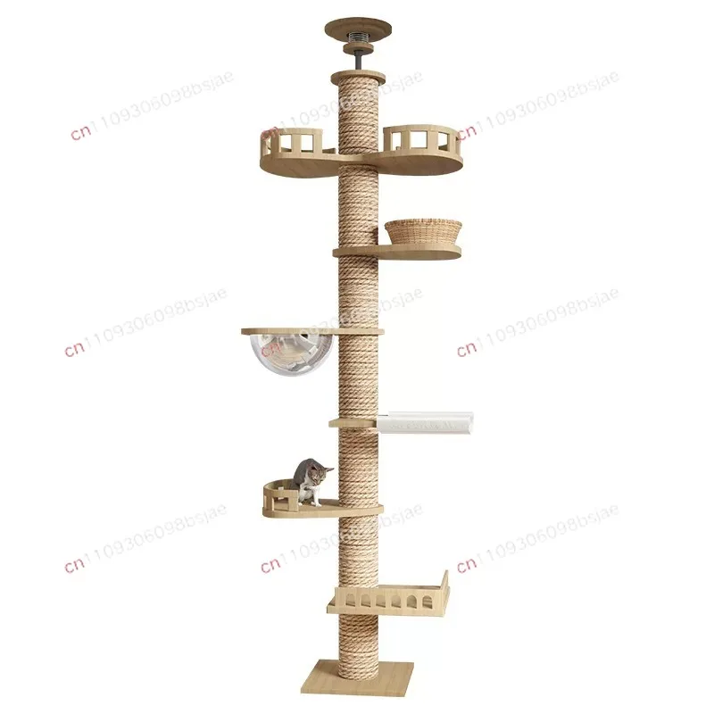 Adjustable Cat Tree House Cat Tower Floor to Ceiling Cats Multi-Level Condo With Scratching Post Hammock Pet Cat Pet Products