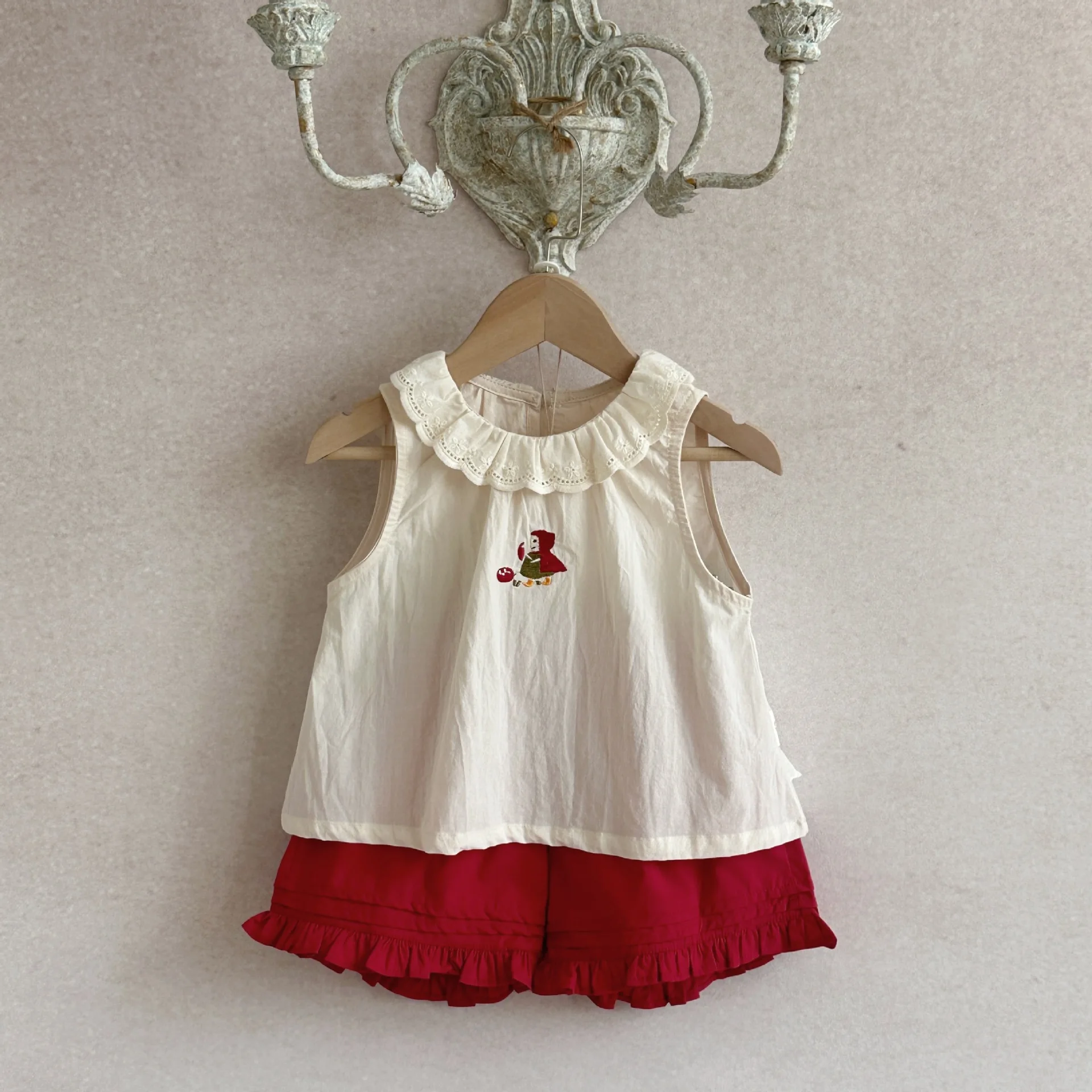 2026-summer-new-baby-girl-sleeveless-lace-collar-vest-shorts-2pcs-suit-toddler-cotton-clothes-clothes-infant-lapel-outfits