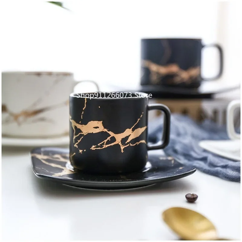 

Marble cup, black and white cup and saucer cup. High quality coffee cup, coffee set, saucer cup mugs coffee cups