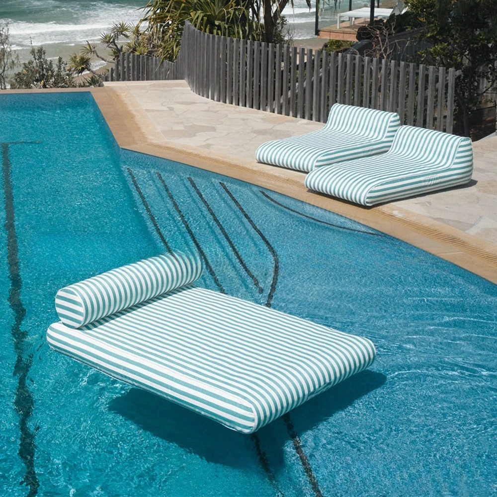 New inflatable cloth cover water floating bed PVC liner swimming pool, sun leisure chair striped sofa