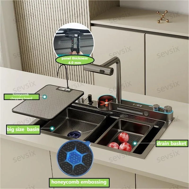 

304 Stainless Steel sinks Black Kitchen Sink Above Counter or Undermount Installation Single Basin Bar Sink Washing Basin