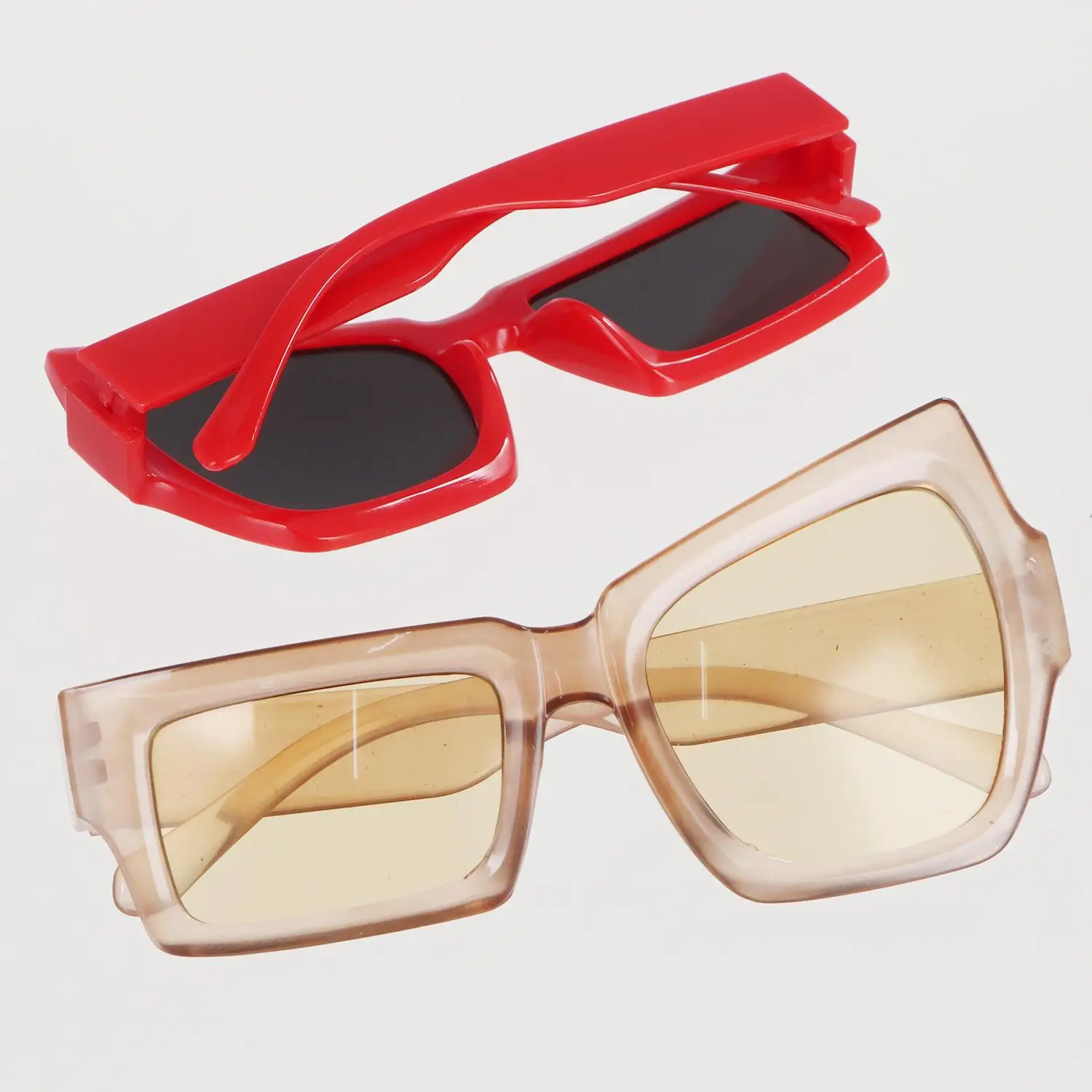 Eyebrow Sunglasses Women Men polygon Vintage Brand Designer 