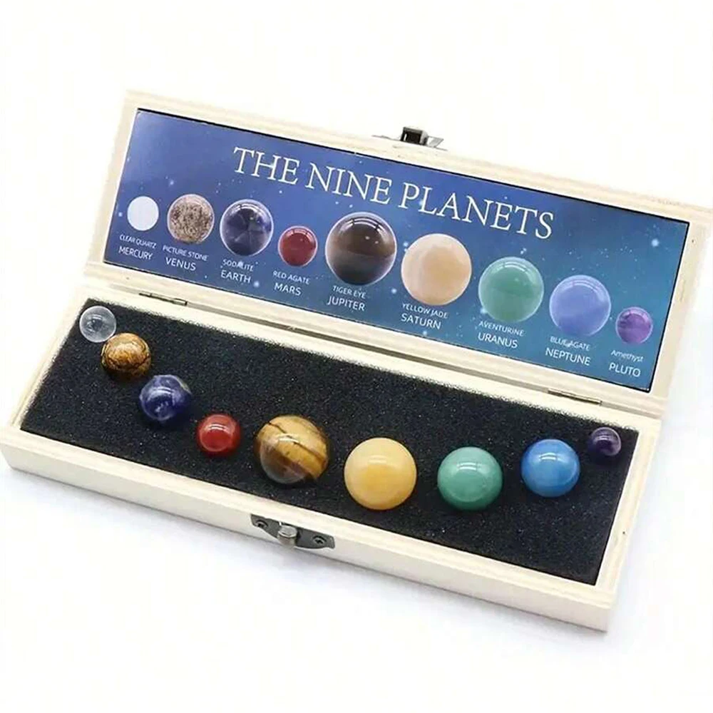 Solar System Natural Crystal Gemstones Set 9 Planets Sphere Ball Stone Galaxy Model Ornaments Gift Home Office Decor image 6