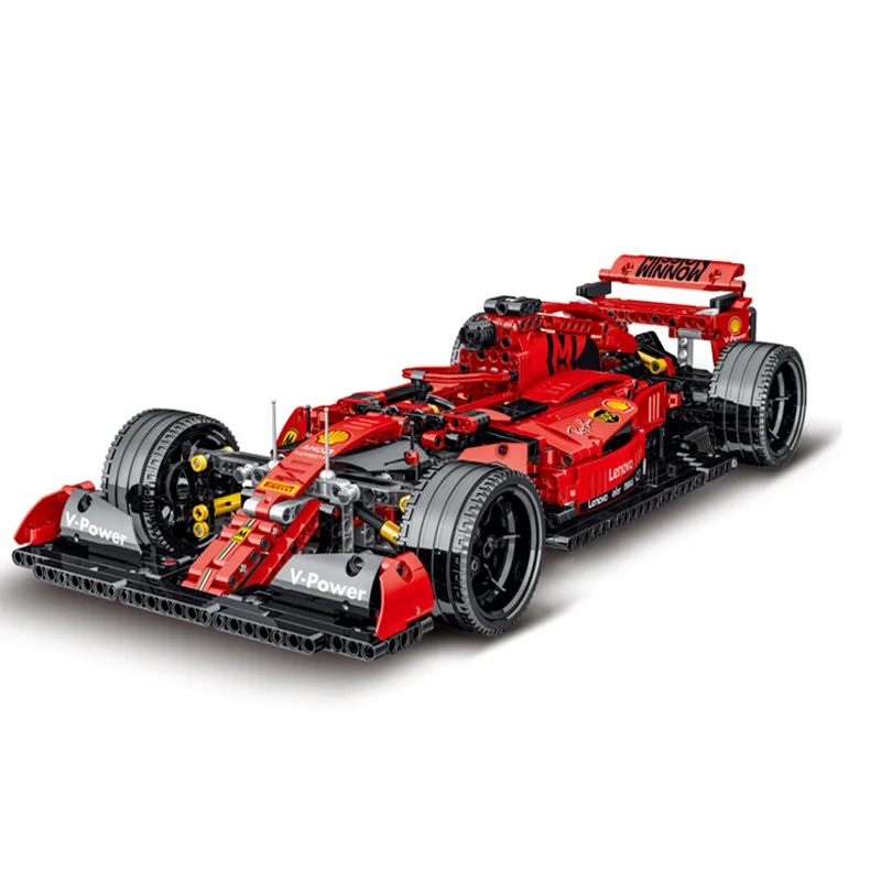 XMORK23005 Red F1 Building Block Set 1:10 Remote Control F1 Power Building block toy tabletop decoration for holidaygifts1200PCS