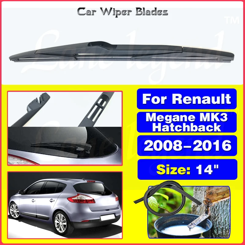 

Car Wiper Blade Rear Back Window Windscreen Windshield Wipers For Renault Megane III MK3 Hatchback 2008-2016 Car Accessories 14"