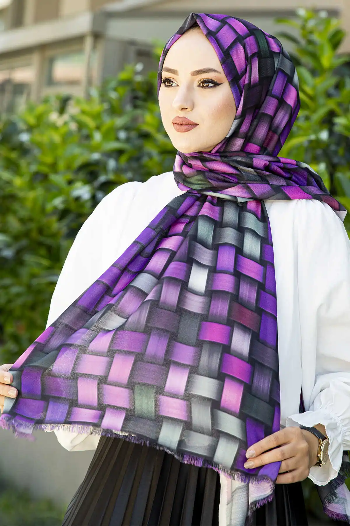 Cotton Pattern Shawl E-Winter Autumn 2021 Muslim Women Hijab headscarf Islamic Turkey