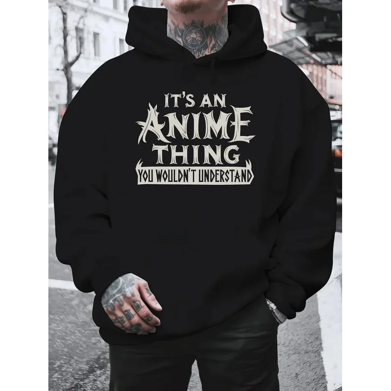 

Новая спортивная толстовка унисекс с аниме-принтом и крупным надписным принтом, теплая, 2026 год