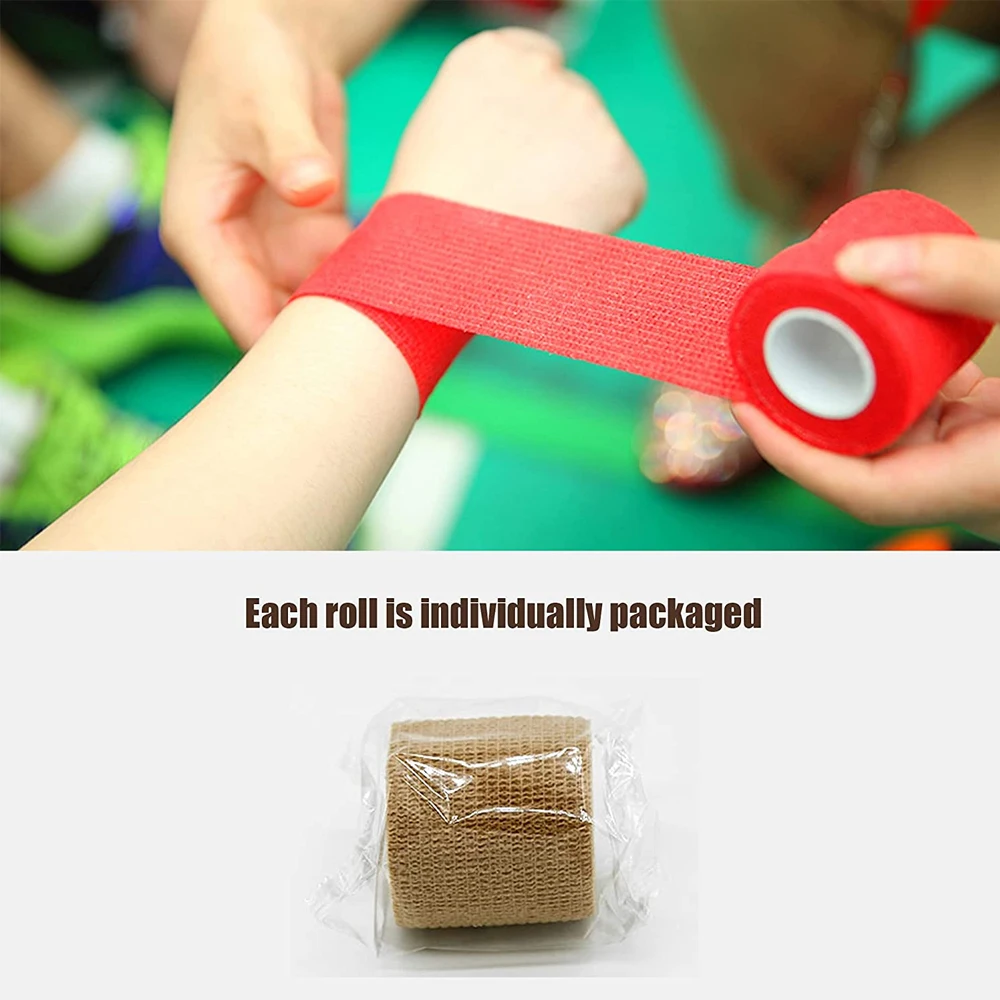 1 Rolle Wrap Sports Tape Bulk, selbstklebendes Rap Tape, selbstklebender elastischer Stick-Bandage, Power Flex Wrap für Handgelenk- und Knöchelverletzungen – Detail 9