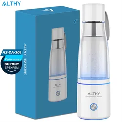 ALTHY Botella generadora de agua de hidrógeno Molecular Premium DuPont SPE + PEM Fabricante de doble cámara + Dispositivo de inhalación H2 5000ppB Max