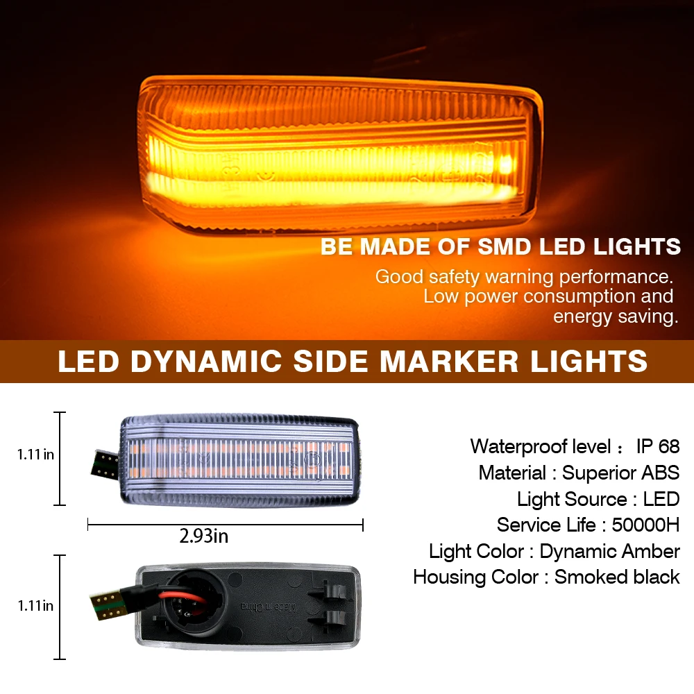 For Mercedes Benz SL-CLASS R129 For Mercedes Benz E-CLASS W124 dynamic LED Side Marker Lights Car Turn Signal Repeater Lamp