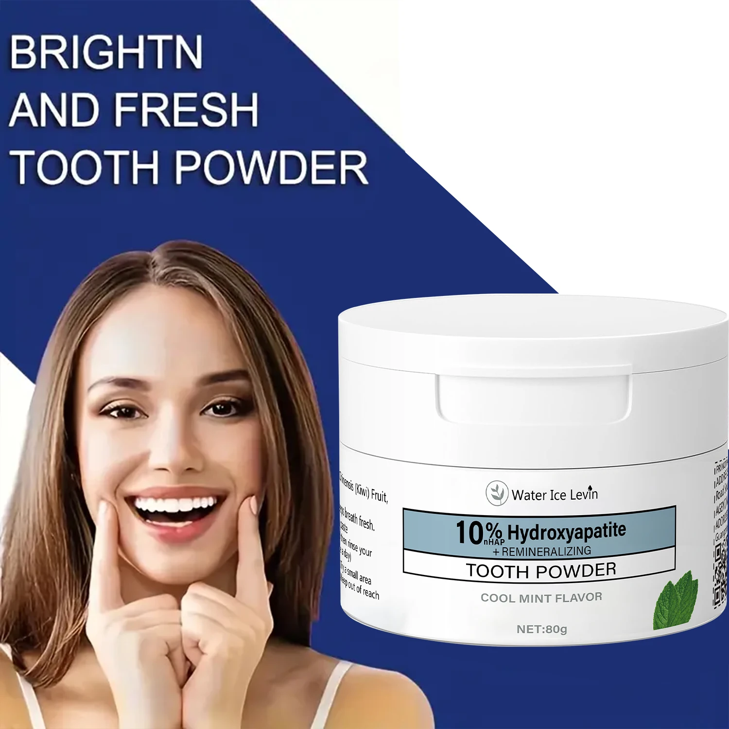 مسحوق تبييض الأسنان للشتاء بـ 10% هيدروكسي أبيتايت - إصلاح المينا وإعادة التمعدن، نعناع منعش، تبييض مكثف ونفس منعش - عناية شاملة بتقنية الترميم