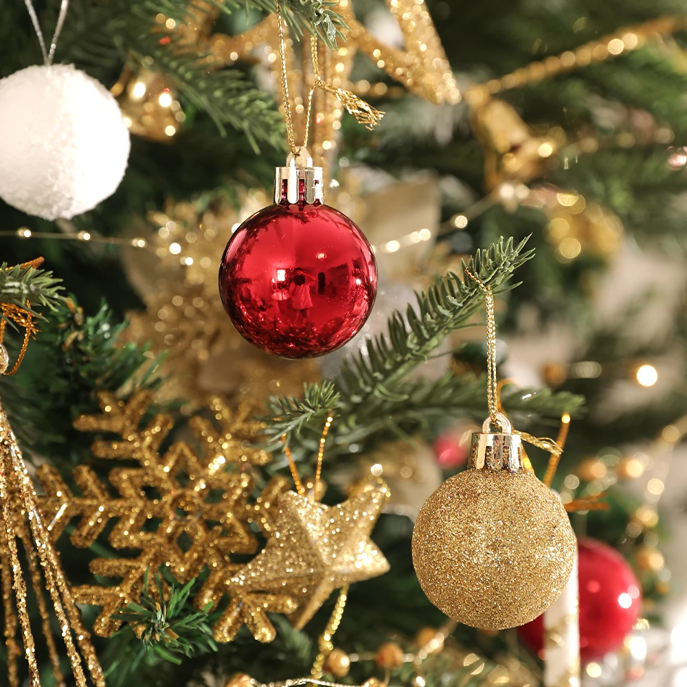 36 قطعة 3/4 سنتيمتر كرات عيد الميلاد شجرة عيد الميلاد الديكور الحلي للمنزل ديكور 2025 السنة الجديدة نافيداد قلادة الكرة اكسسوارات
