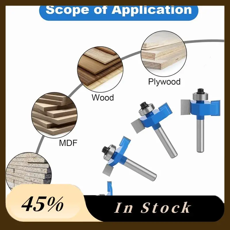 

A78K Новые 4 шт. фрезы с хвостовиком 1/4 с 6 подшипниками, набор фрез для обработки канавок по дереву с цангой для фрезы от 1/2 до 1/4 дюйма