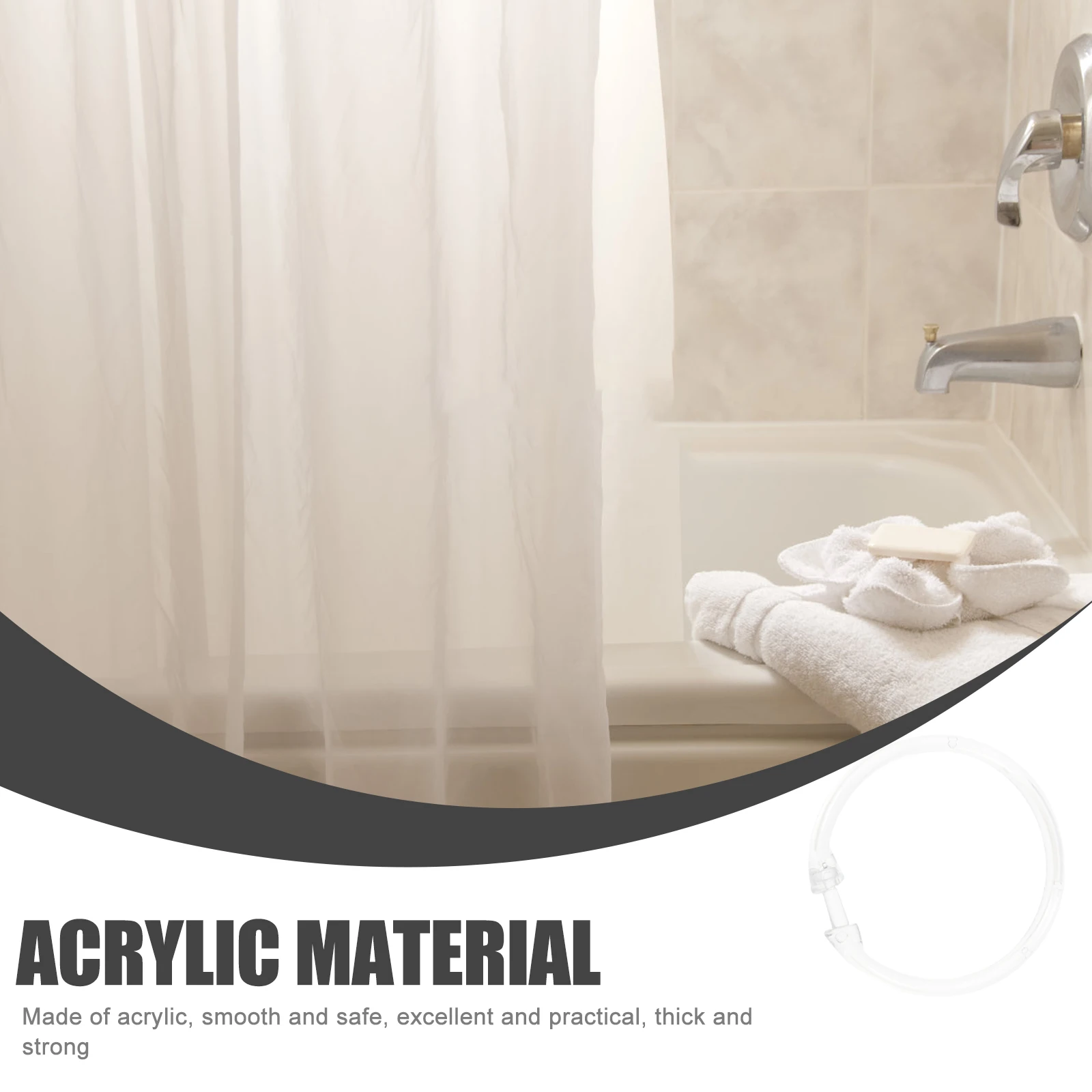 

24Pcs Round Shower Curtain Rings Heavy Lightweight Curtains Home Decoration No Burrs Flexible Safe Shower Curtain Rings