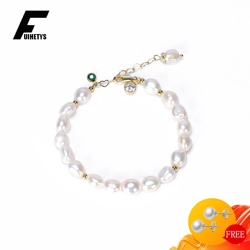 

Trendy Bracelet 925 Silver Jewelry Irregular Natural Freshwater Pearl Gemstone Ornaments for Women Wedding Party Gift Wholesale